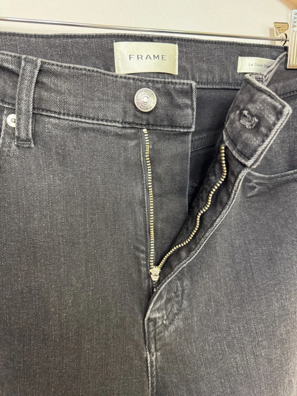 Frame Le Sleek High Waist Ankle Straight‎ Leg Jeans Size 29 Black Wash Meteor